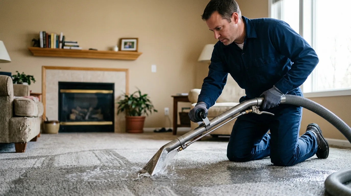 Water damage restoration technician working near Atlanta, MO